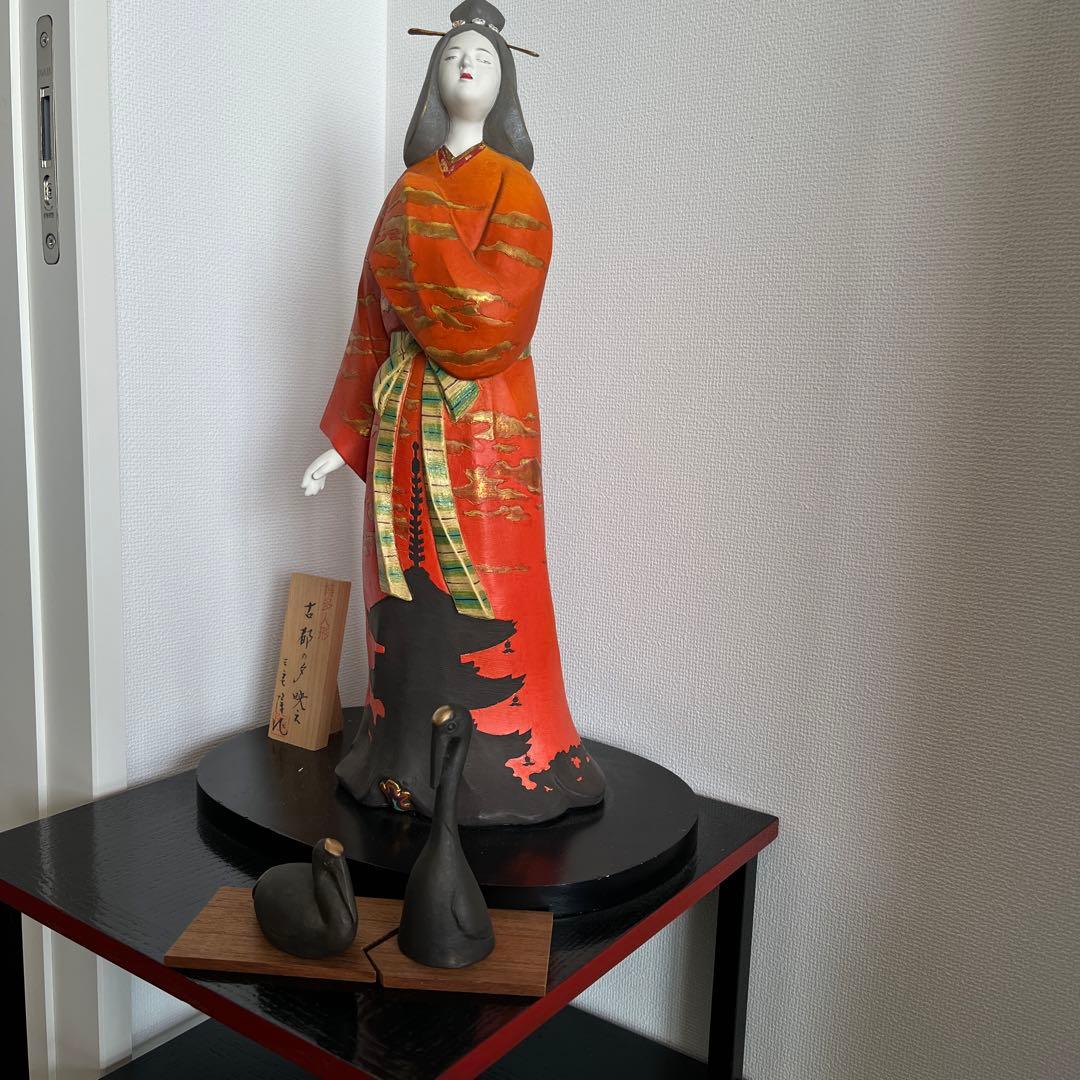 レトロ双鶴　青銅製鶴鈴付き置き物　田中彰青銅彫刻家