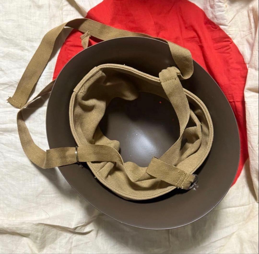 E）海軍九十式鉄帽覆と海軍90式鉄兜のセット(複製品）海軍のカバーと海軍の鉄兜★