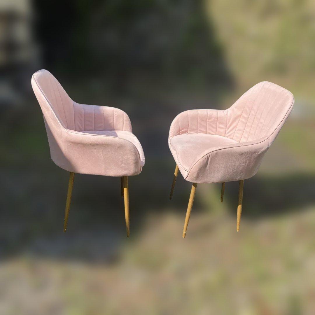 ベルベット ピンク 椅子 2脚セット　モダンチェア