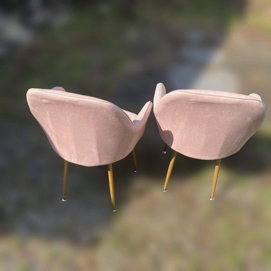 ベルベット ピンク 椅子 2脚セット　モダンチェア