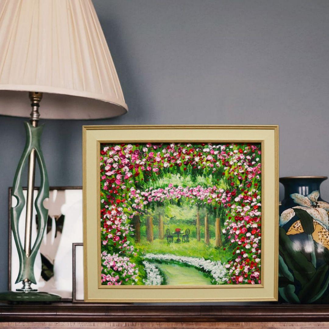 油絵 油彩 油彩画 絵 絵画【薔薇のお茶会】