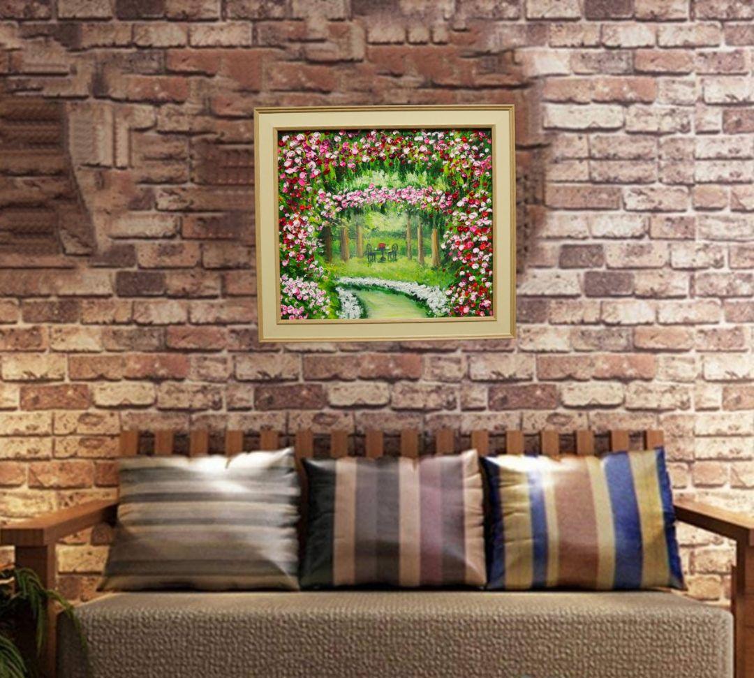 油絵 油彩 油彩画 絵 絵画【薔薇のお茶会】