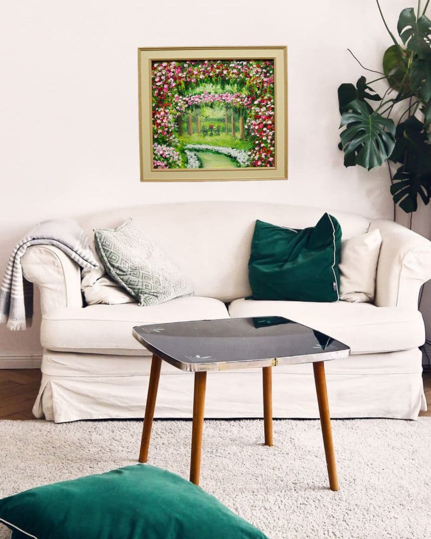 油絵 油彩 油彩画 絵 絵画【薔薇のお茶会】