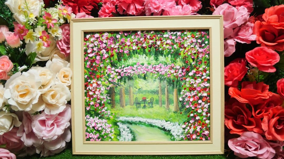 油絵 油彩 油彩画 絵 絵画【薔薇のお茶会】