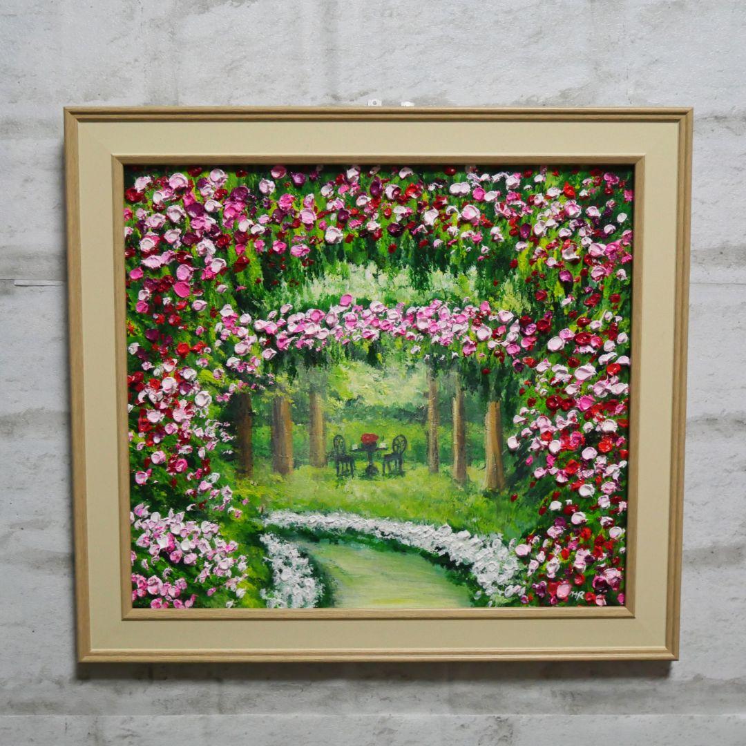 油絵 油彩 油彩画 絵 絵画【薔薇のお茶会】