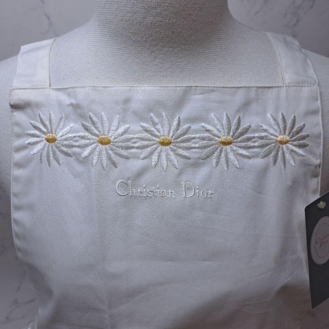 20260113　クリスチャンディオール　エプロン　刺繍　花　ホワイト　未使用