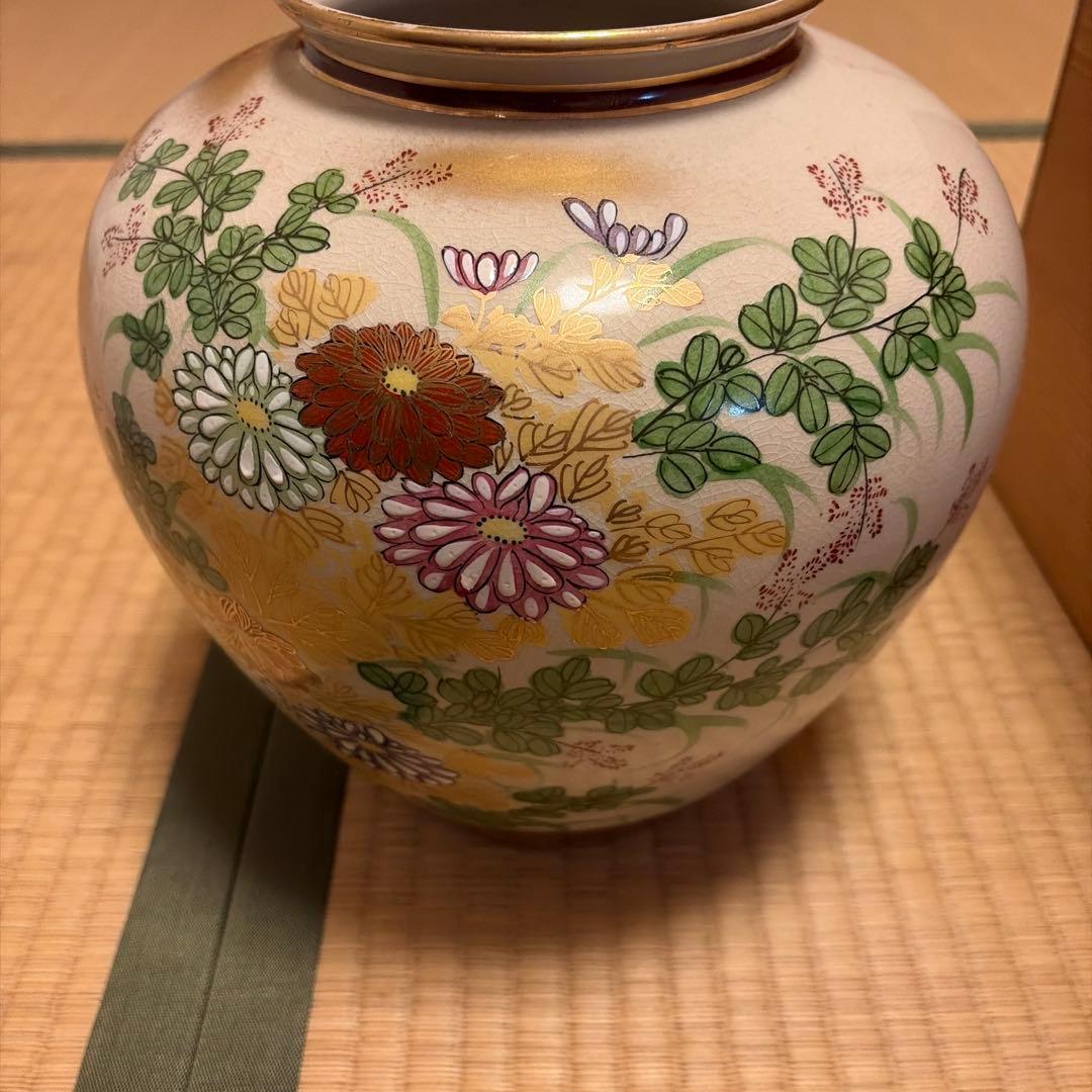 花と鳥のデザイン陶器花瓶