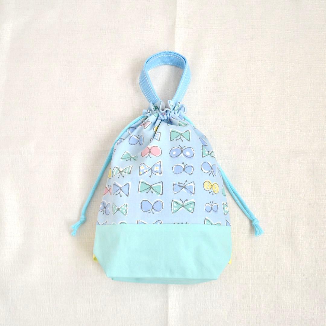 入園・入学準備6点セット　ちょうちょ　リボン　ブルー　イエロー　ミント　フリル