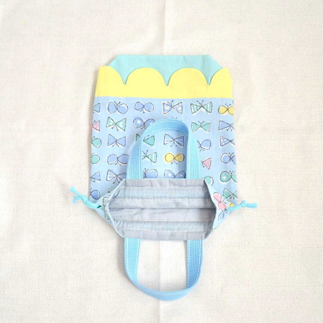 入園・入学準備6点セット　ちょうちょ　リボン　ブルー　イエロー　ミント　フリル