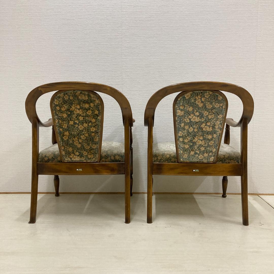 【オールドカリモク】コロニアル　一人掛けソファ　シングルソファ　椅子　２脚セット