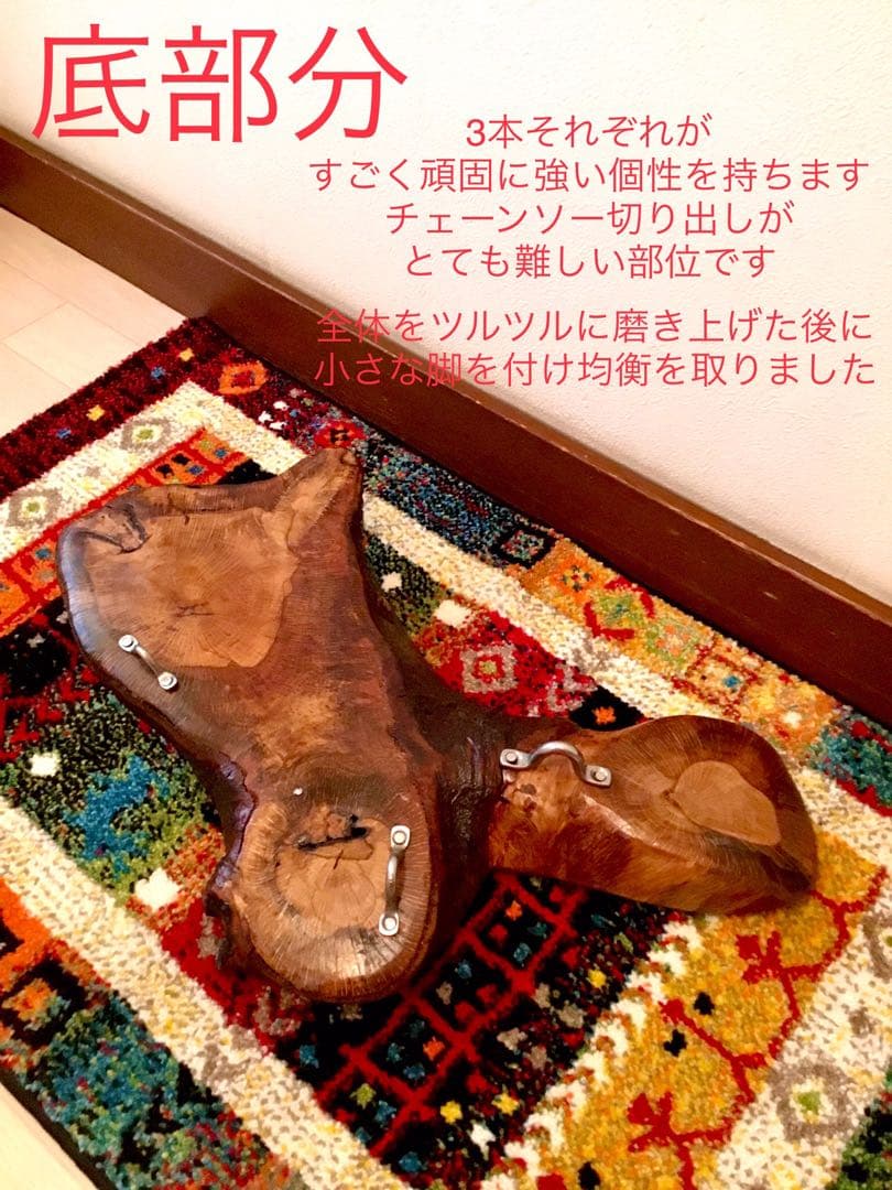 合体樹＊超絶ワイルドな森の切り株テーブル】3本の木々が一体化した希少部位