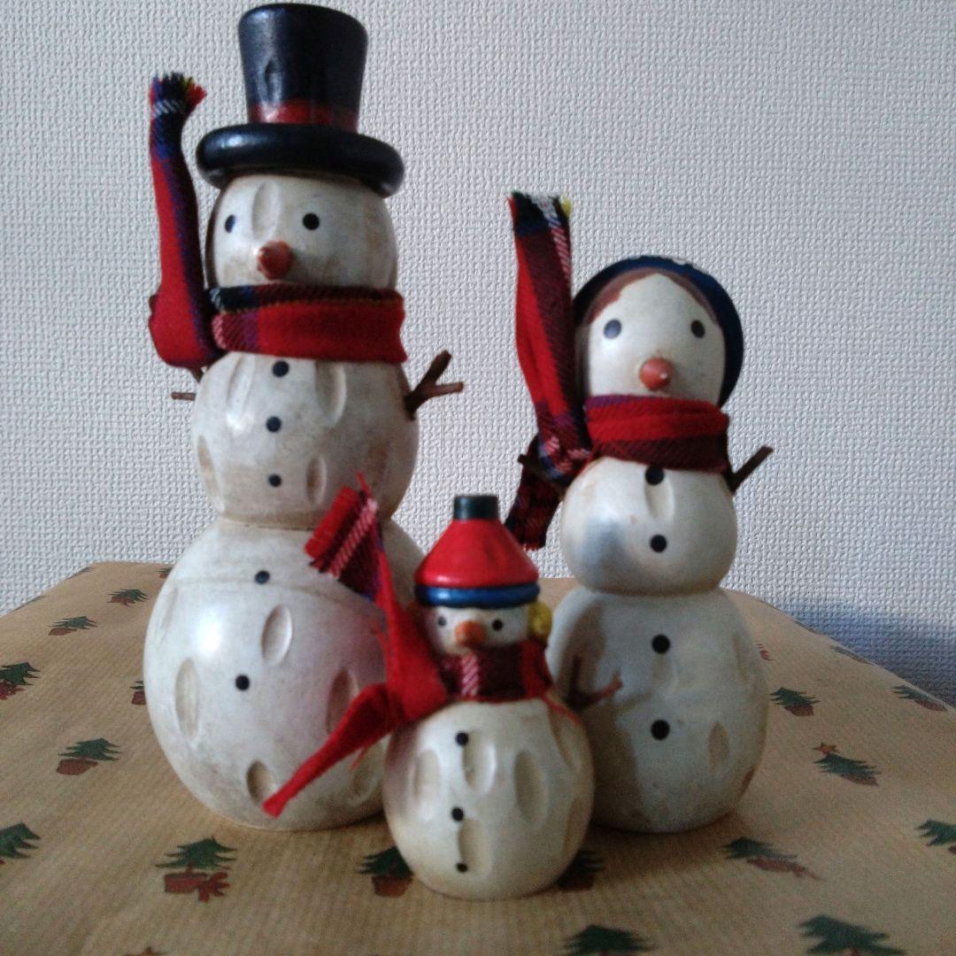ヴィンテージ　木製　スノーマン親子　北欧　クリスマス