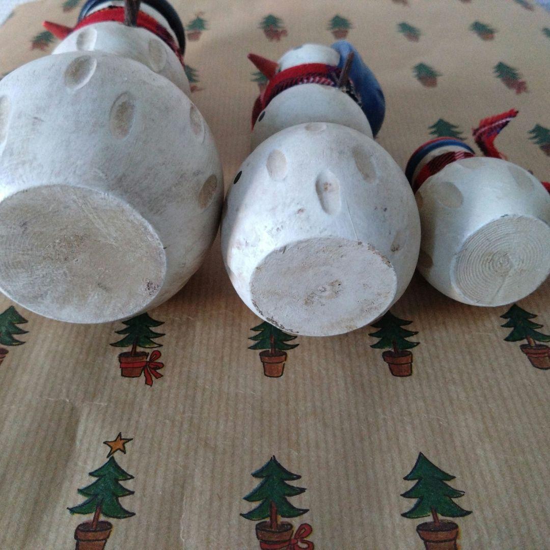 ヴィンテージ　木製　スノーマン親子　北欧　クリスマス