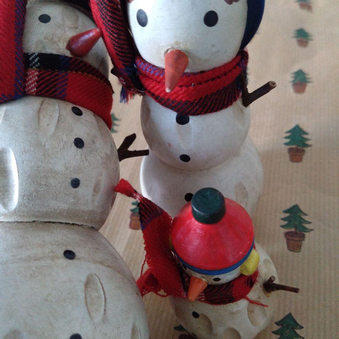 ヴィンテージ　木製　スノーマン親子　北欧　クリスマス