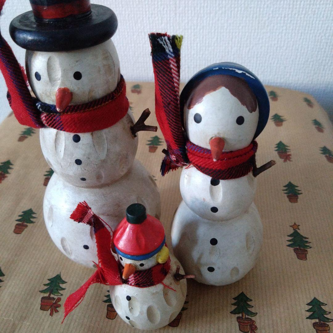 ヴィンテージ　木製　スノーマン親子　北欧　クリスマス