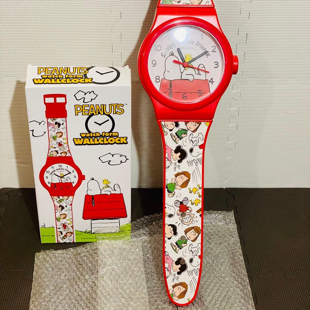 スヌーピー PEANUTS 腕時計型 壁掛け時計 ビッグサイズ ウォールクロック