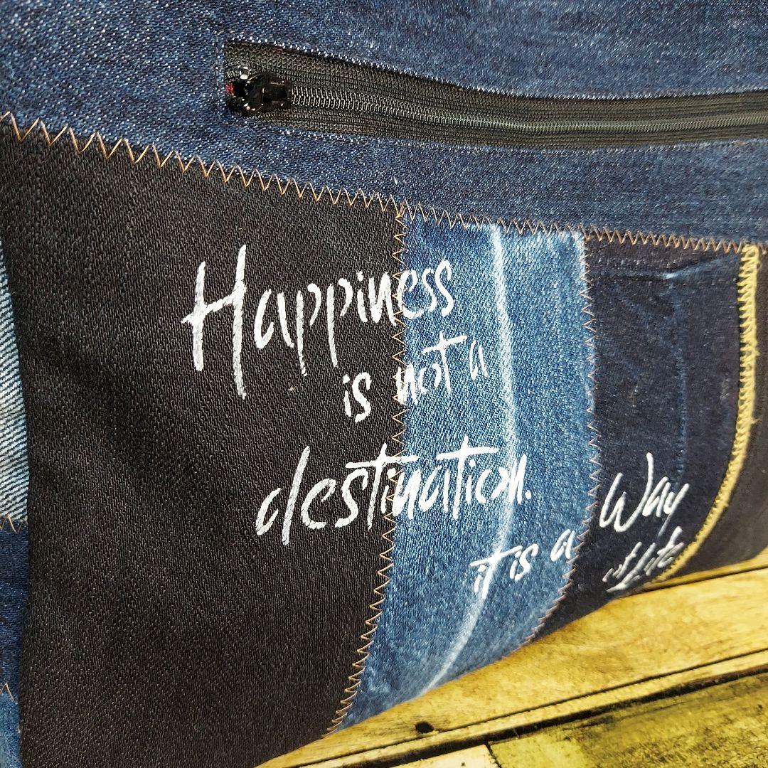 刺繍デニムバックNo.682　デニムリメイク　チューリップバック　サイドポケット