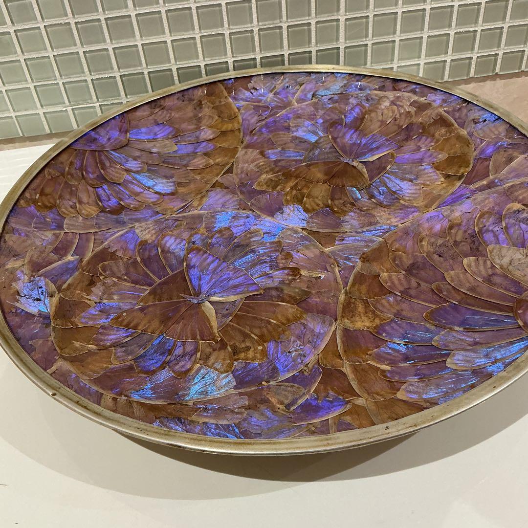 希少！モルフォ蝶　飾り皿　ヴィンテージ　約38センチ　羽　蝶　大皿