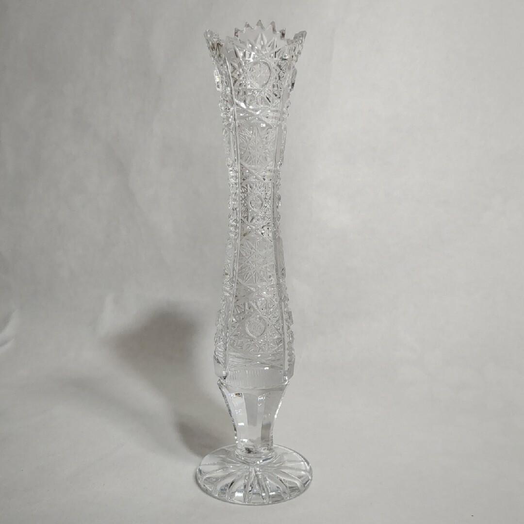 ボヘミアンガラス 500PK 一輪挿し クリア カットグラス 美品