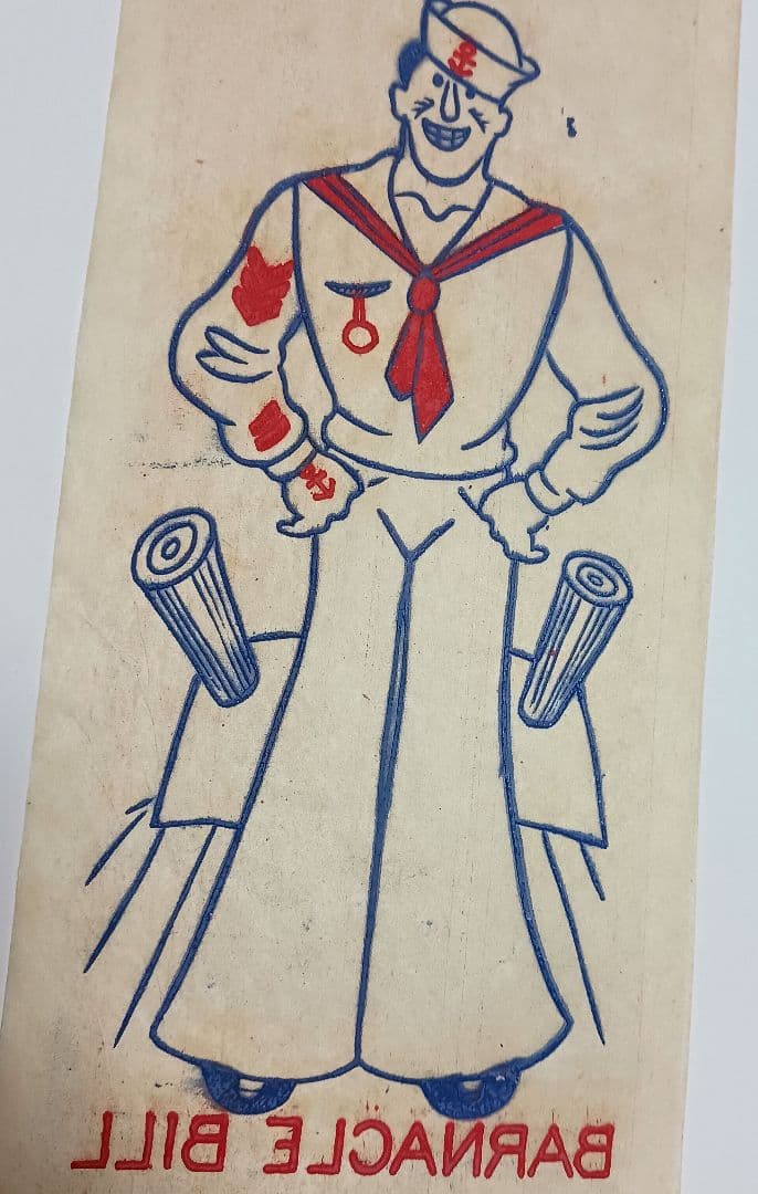 40s ビンテージアイロンプリント 転写紙 Barnacle Bill 水兵