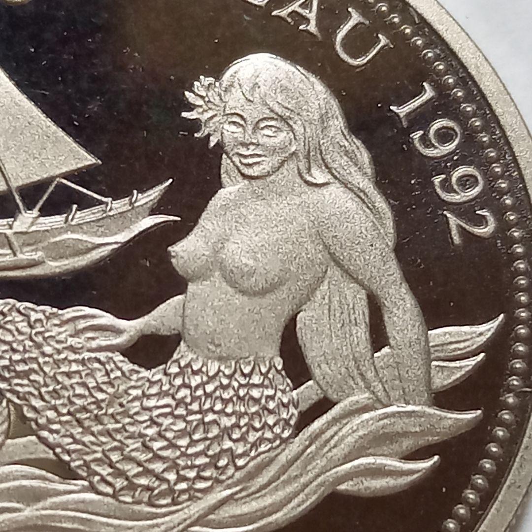 パラオ 1992年 海洋生物保護 1ドル 記念 カラー部剥げ有