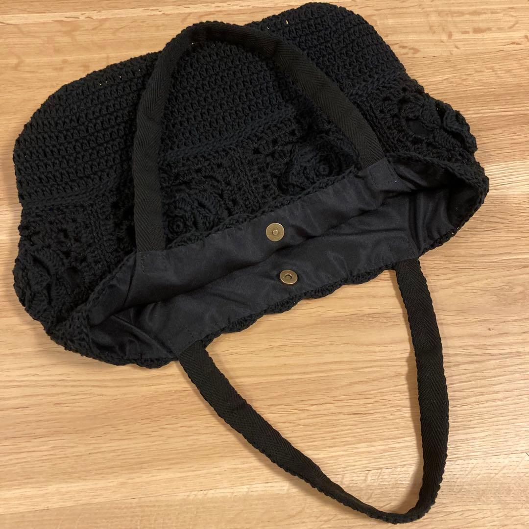 〈くみ〉2点 黒バラモチーフ大きめトートバッグ