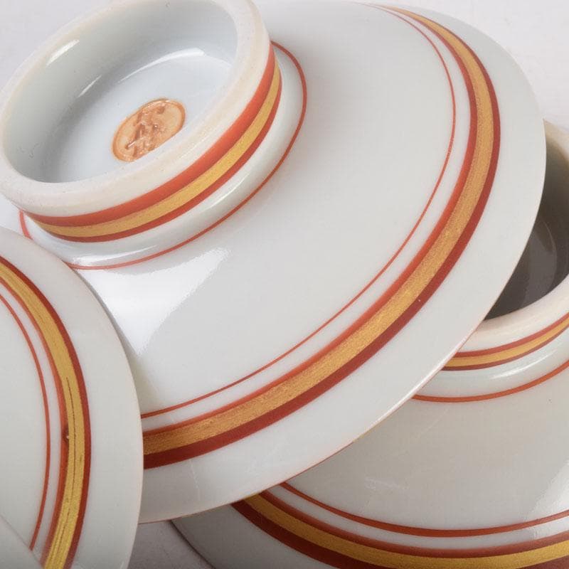 丹山窯　小峠葛芳作　赤絵金彩　組盃　酒杯　共布共箱　2点まとめて　C　8449