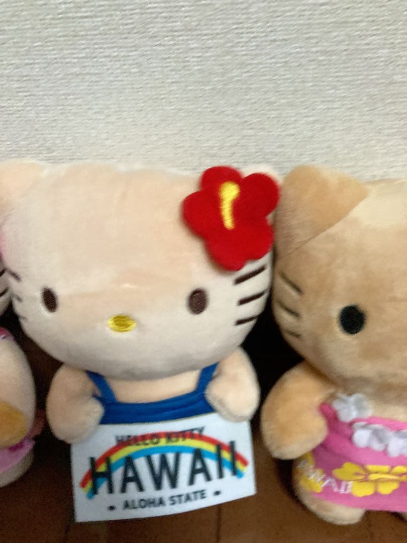 ハローキティ ハワイ ぬいぐるみ 4体セット 日焼け キティちゃん ハイビスカス