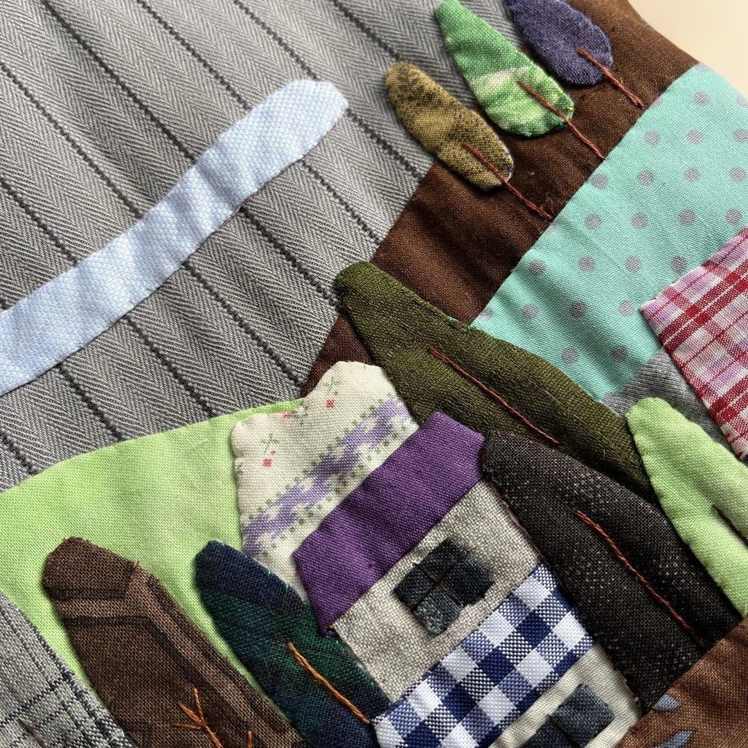 ハンドメイド パッチワークトートバッグ ストライプ