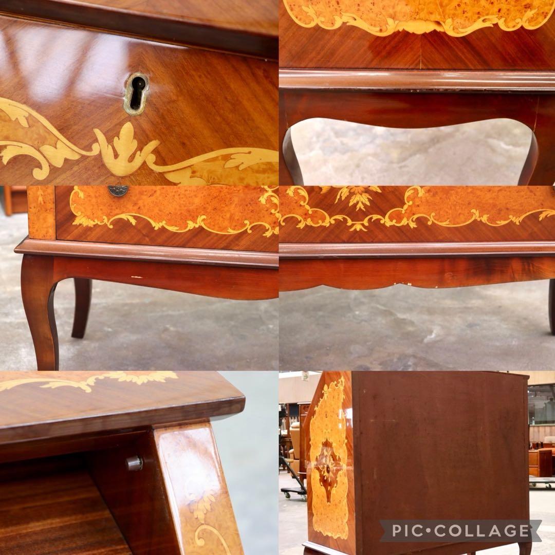 GMIS134○イタリア製 ライティングビューロー デスク 書斎机 学習机 象嵌