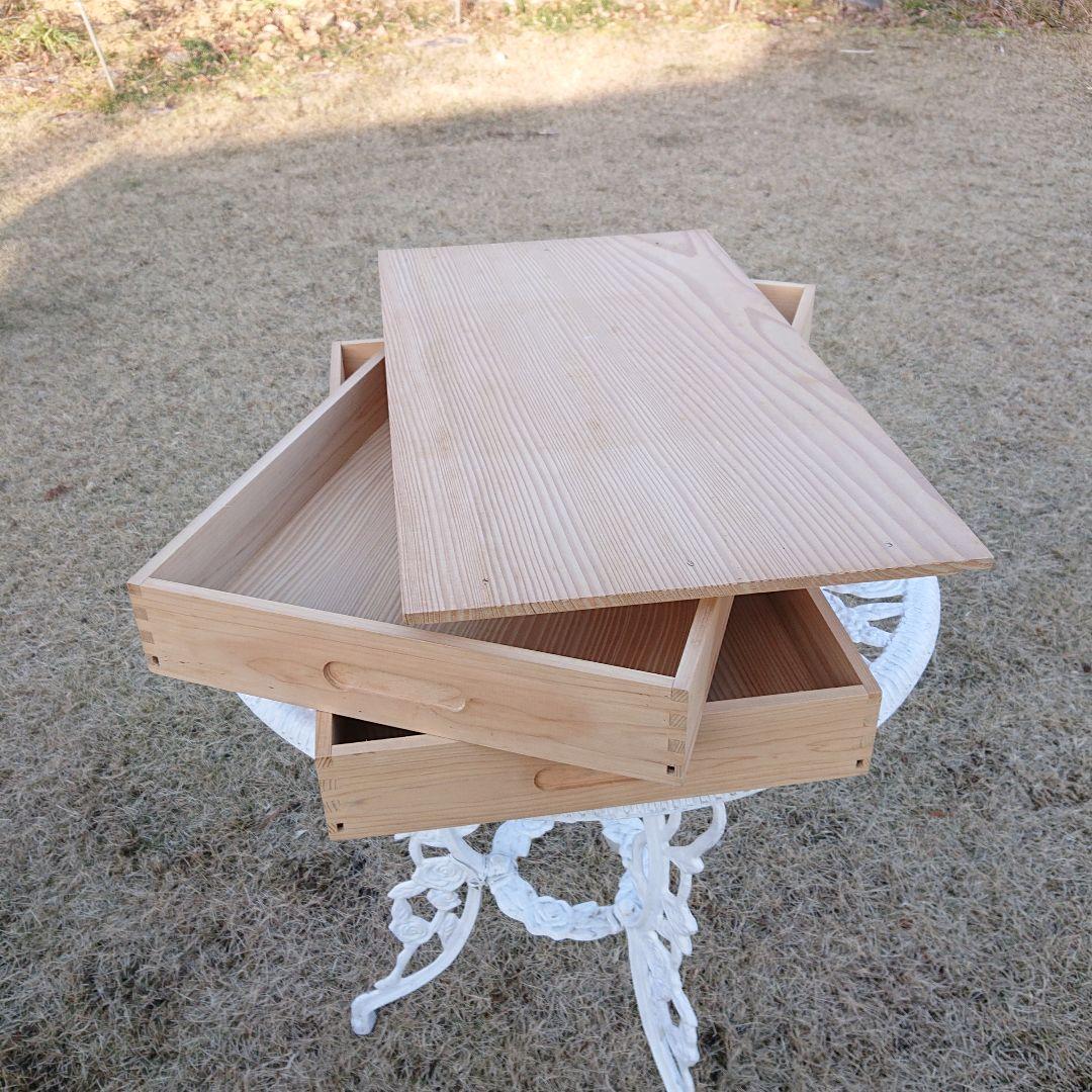 天然木餅箱2段セット(尺1-2段大60×33×7cm)美品元箱有り②