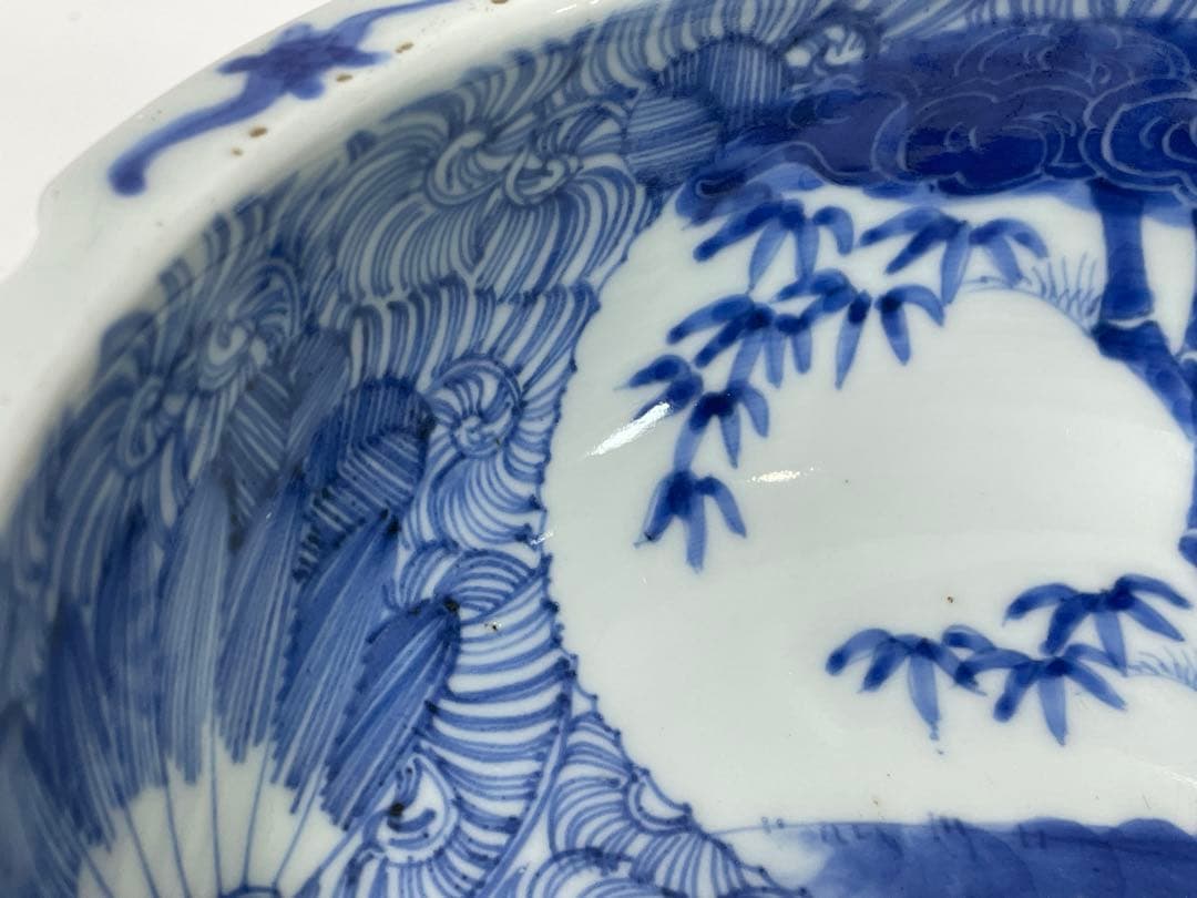 【現状品】古伊万里 染付 菓子器 菓子鉢 アンティーク 時代物 割烹 懐石2個