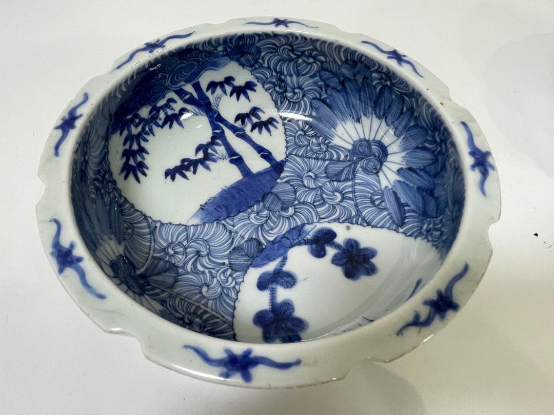 【現状品】古伊万里 染付 菓子器 菓子鉢 アンティーク 時代物 割烹 懐石2個