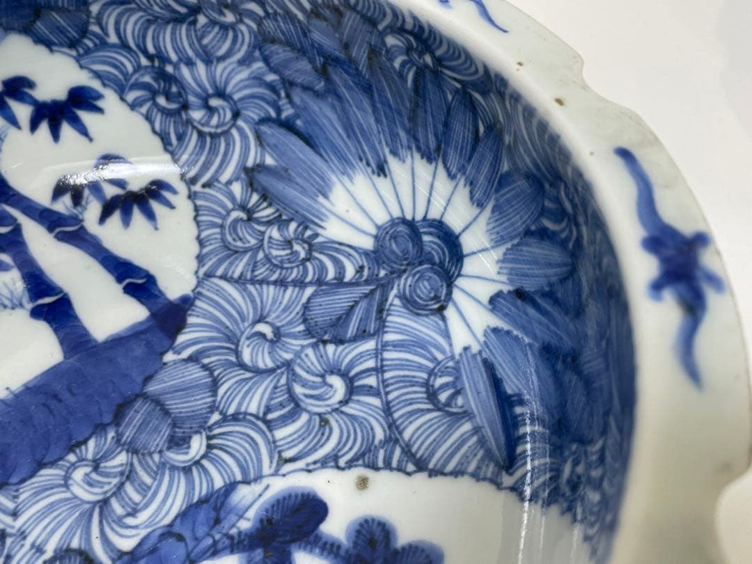 【現状品】古伊万里 染付 菓子器 菓子鉢 アンティーク 時代物 割烹 懐石2個