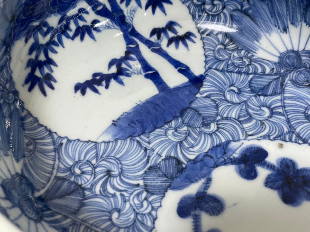 【現状品】古伊万里 染付 菓子器 菓子鉢 アンティーク 時代物 割烹 懐石2個