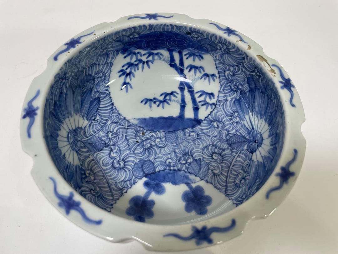 【現状品】古伊万里 染付 菓子器 菓子鉢 アンティーク 時代物 割烹 懐石2個