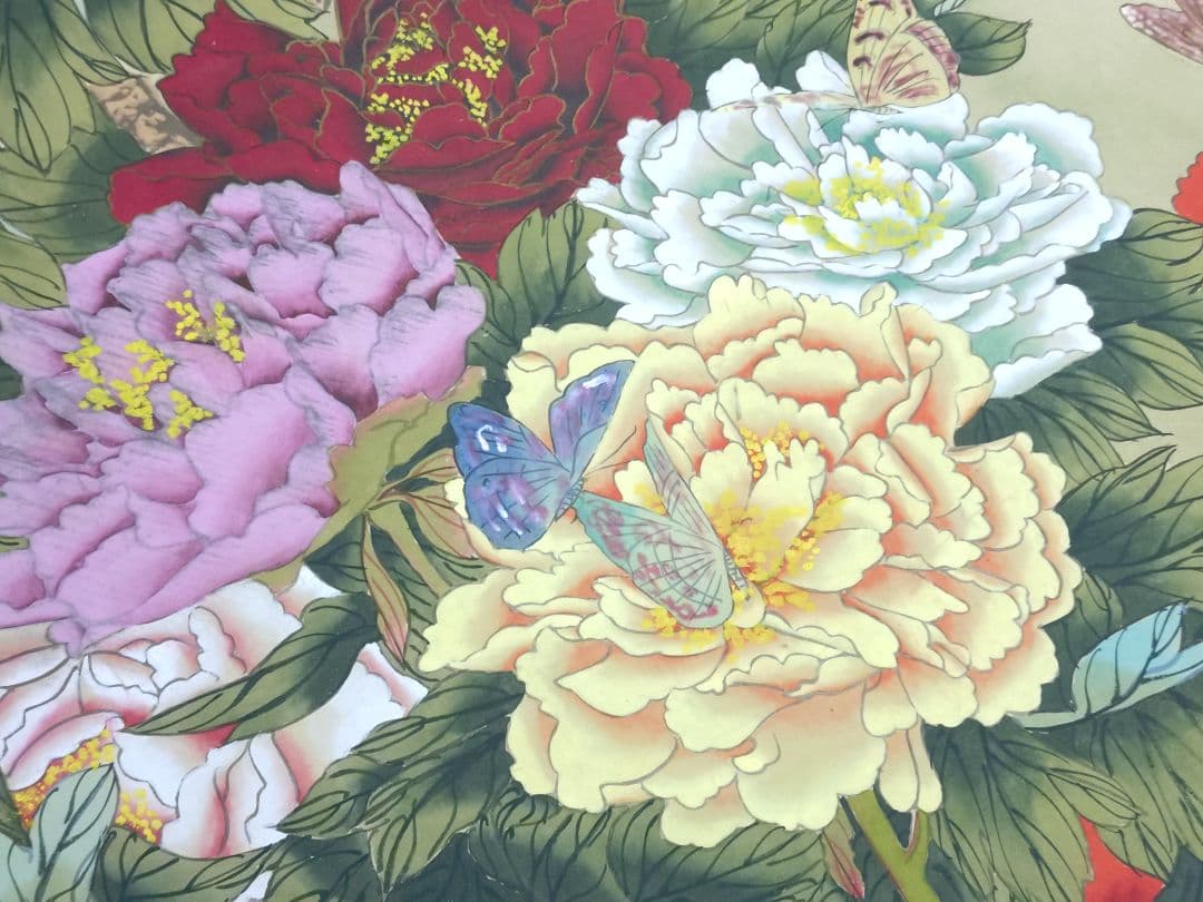 A*e様 蘿堅当 百蝶図 掛軸 中国画 花と蝶