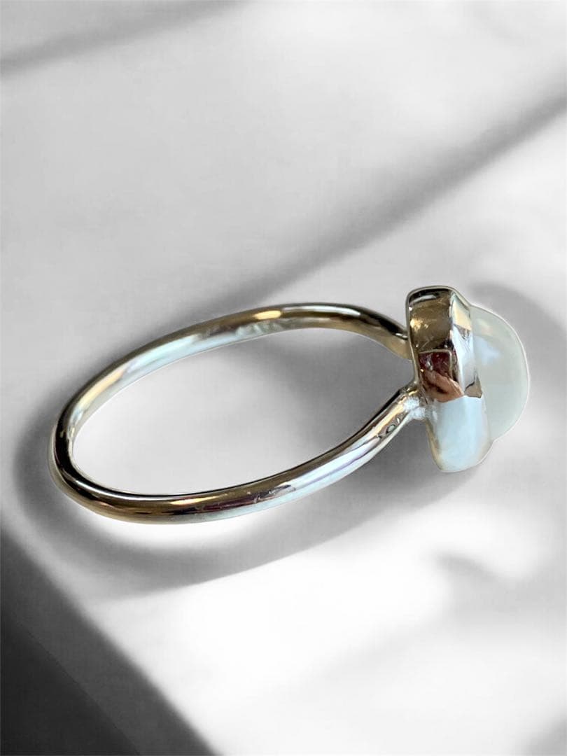 ハンドメイド　シルバーリング　レインボームーンストーン13号