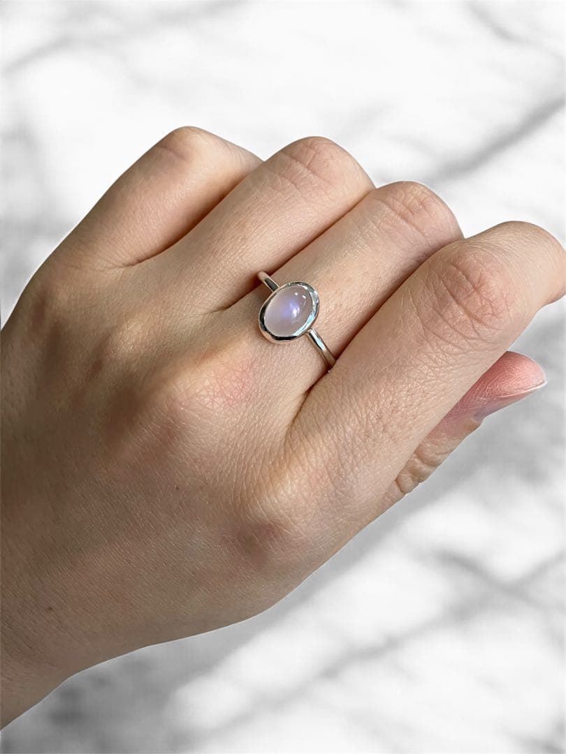 ハンドメイド　シルバーリング　レインボームーンストーン13号