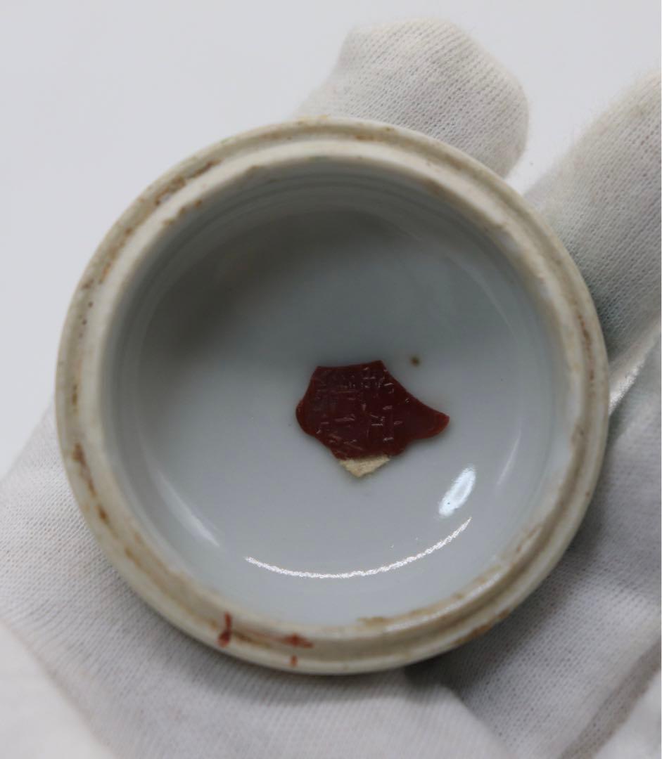 中国　清時代　粉彩蓋物　花中君子　茶入　送料込み1008