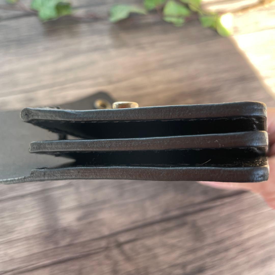 トラッカーウォレット　ブラックキップヌメ　総手縫