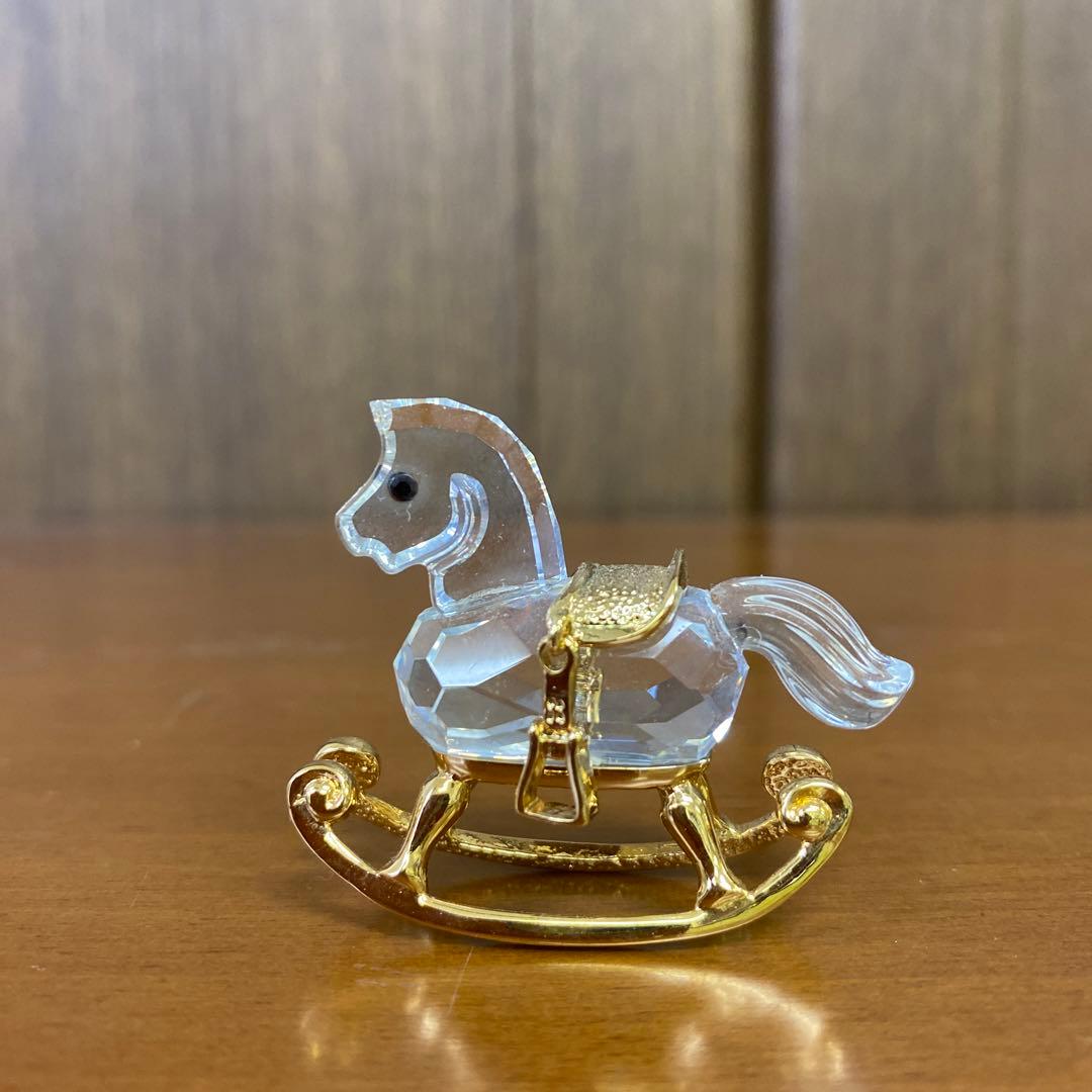 【SWAROVSKI】スワロフスキー廃盤品　ロッキングホースゴールドコーティング