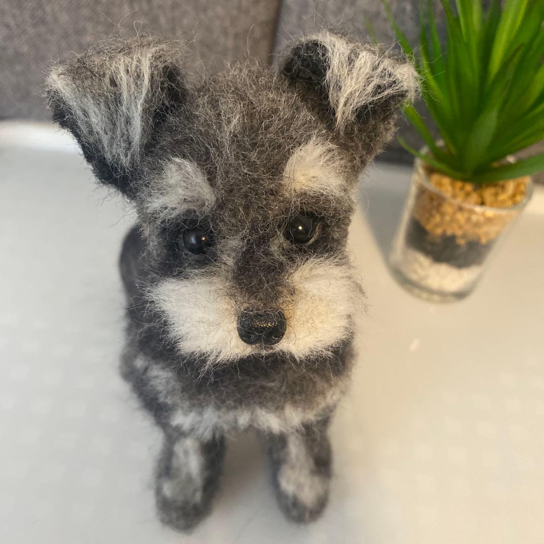 羊毛フェルト　ミニチュアシュナウザー　犬