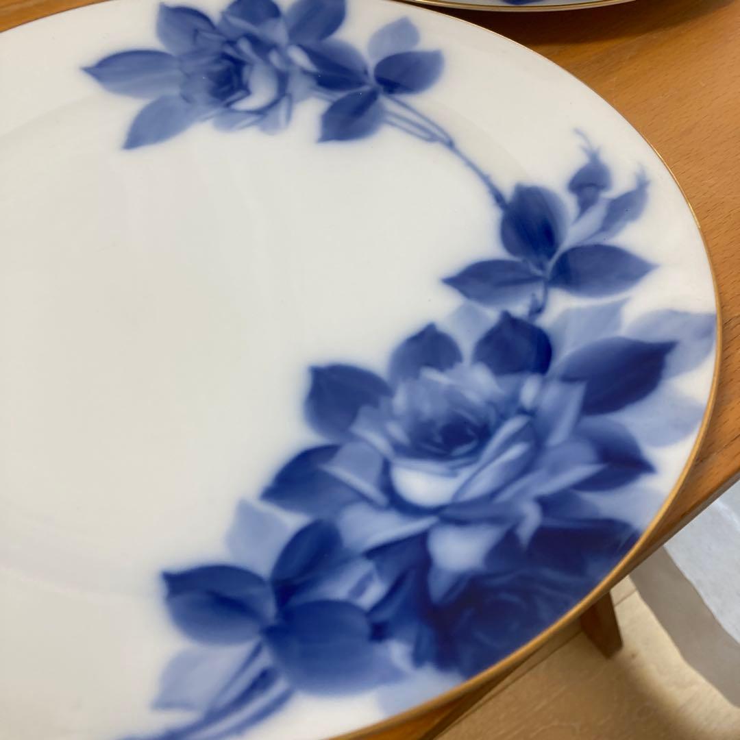 未使用　大倉陶園　大倉陶苑　ブルーローズ　3枚セット　直径約25cm