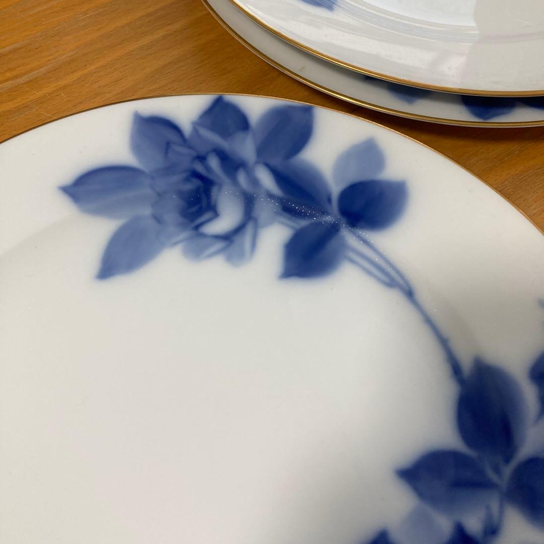 未使用　大倉陶園　大倉陶苑　ブルーローズ　3枚セット　直径約25cm