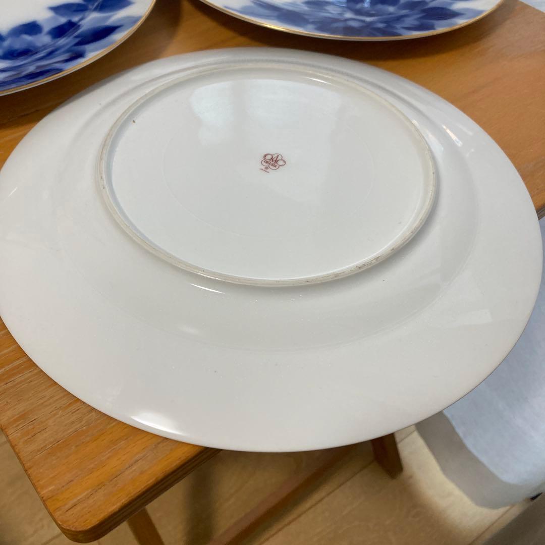 未使用　大倉陶園　大倉陶苑　ブルーローズ　3枚セット　直径約25cm