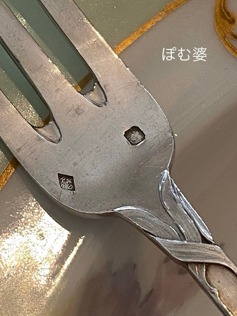 フランス R&D／純銀／デザートフォーク＆デザートスプーン 「アイリス」