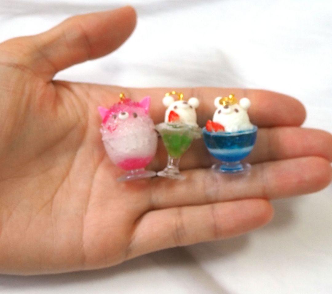 ミニサイズ　くまアイスとゼリー　キーホルダー　フェイクスイーツ