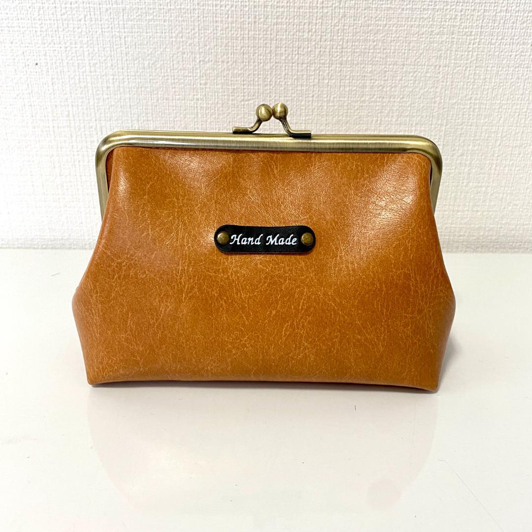 本革風 合皮 がま口 バッグ 3点セット ハンドメイド