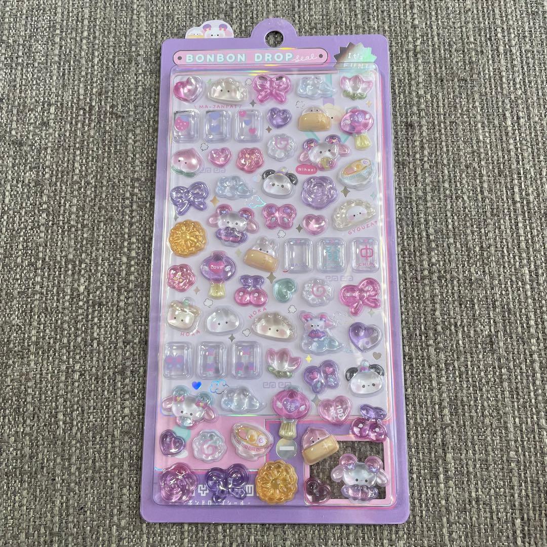 ボンボンドロップシール　きぐるみ　にーはお　にゆこん　しずくちゃん　キティ